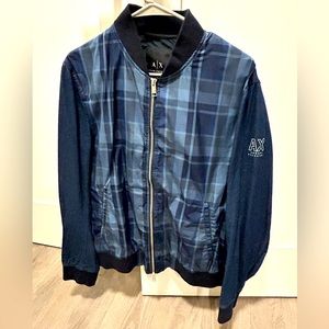 Armani exchanged blue mixed media jacket